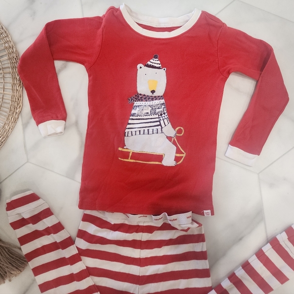 [ Baby Gap] size 5-cutest long sleeve & pants pajama set- red/ white stripe 🐻‍❄ - Picture 4 of 16